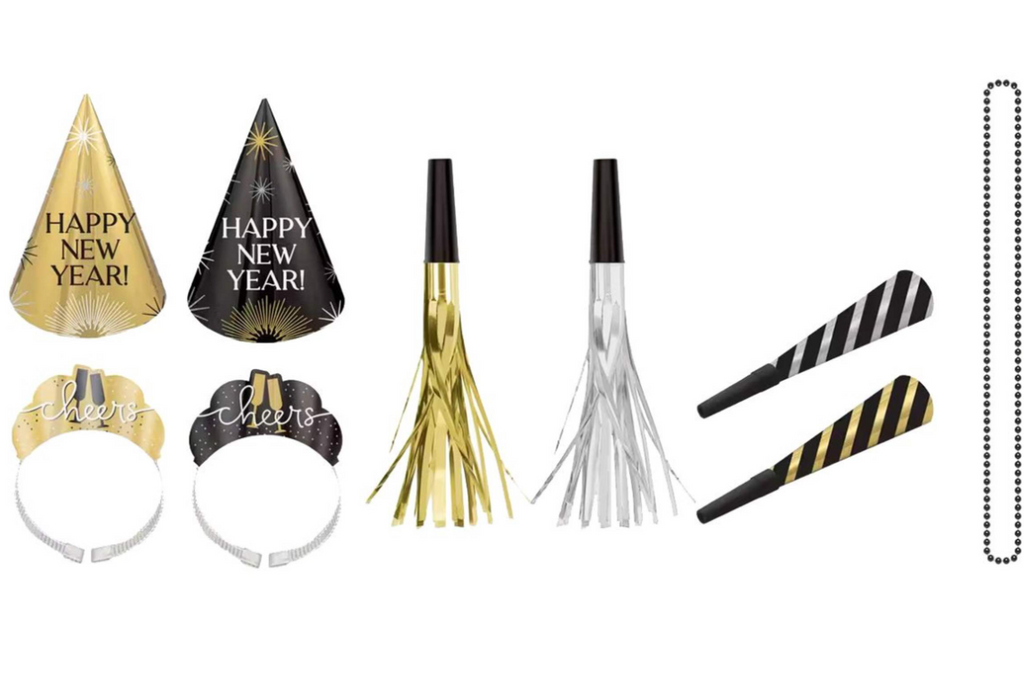 PartyAire Black/Silver/Gold New Year's Eve Party Kit, 250-pc